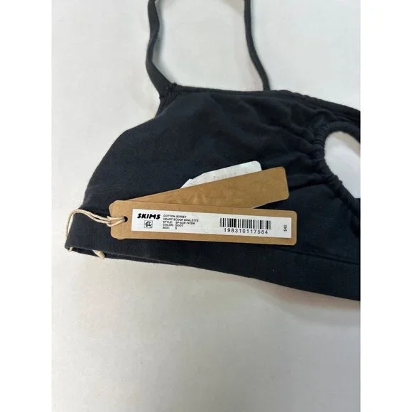 SKIMS Cotton Jersey Heart Scoop Bralette Soot Size Small NWT - Picture 7 of 8